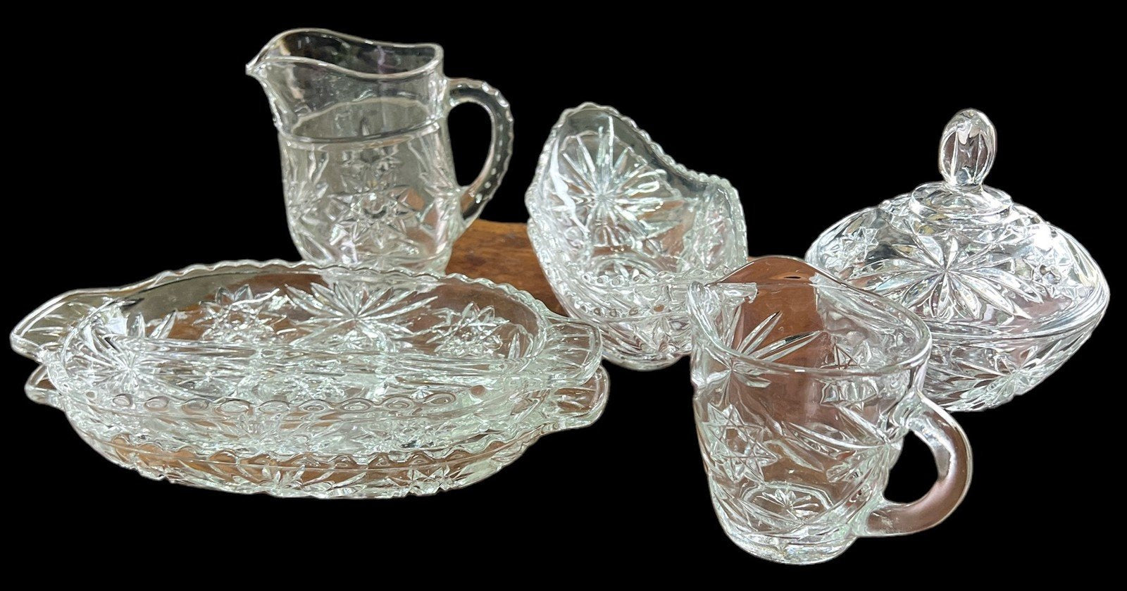 Star of David Glassware Antique Anchor Hocking Vintage Lot of 9 Pieces