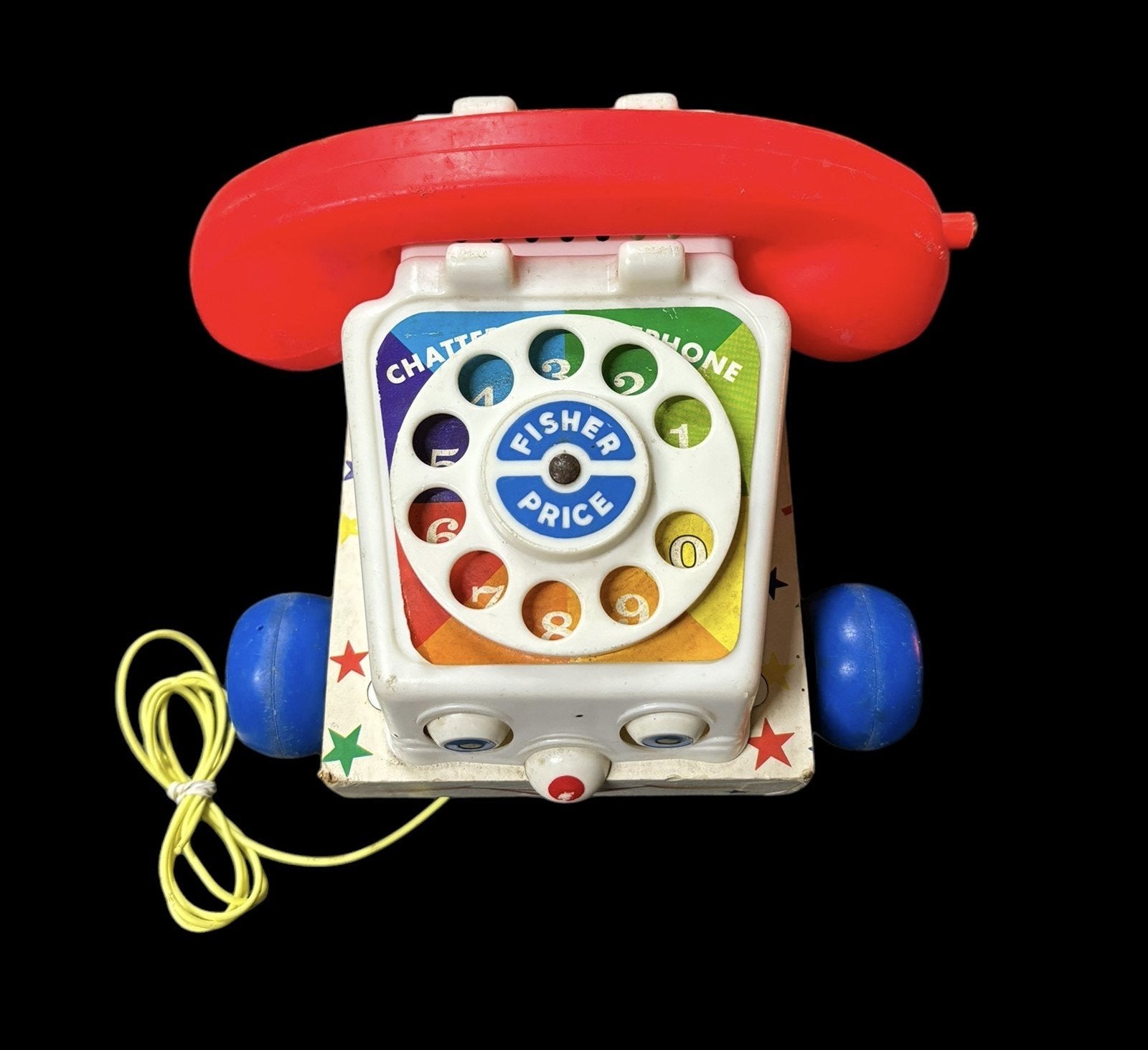 Fisher Price Chatter Telephone 1961 Vintage Toy Phone Rolling Eyes Pull Along