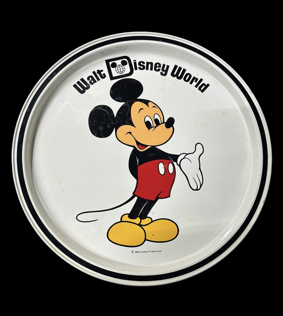 Mickey Mouse Walt Disney World Metal Tray Commemorative Round 11"