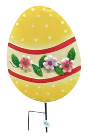 Handcrafted Easter Yellow Metal Egg Yard Art Holiday Spring Outdoor Yard Decor