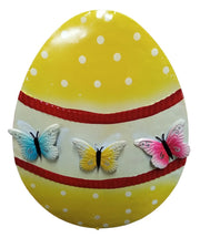 Handcrafted Yellow Easter Egg Yard Art With Butterflies Outdoor Yard Art Decor