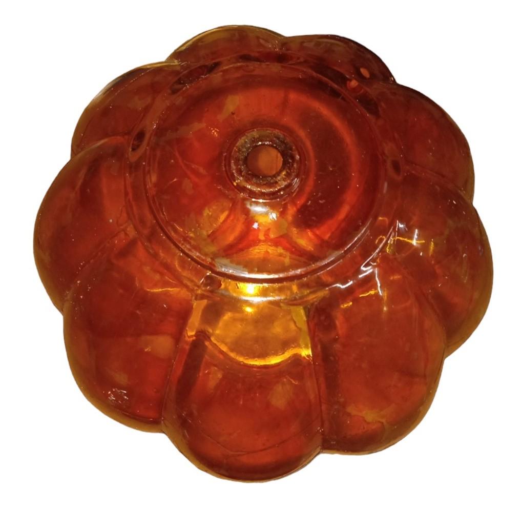Amber Glass Swag Lamp Globe For MCM Hanging Lamp Vintage Collectible Art Glass
