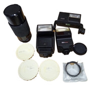 Camera Flash & Lens Set With Carrying Bag Vintage Collectible Photography