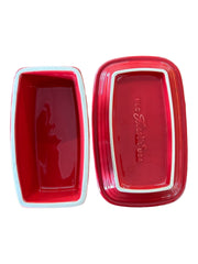 Fiesta - Scarlet Red XL Covered Butter Dish Homer Laughlin Ceramic Kitchenware