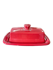 Fiesta - Scarlet Red XL Covered Butter Dish Homer Laughlin Ceramic Kitchenware