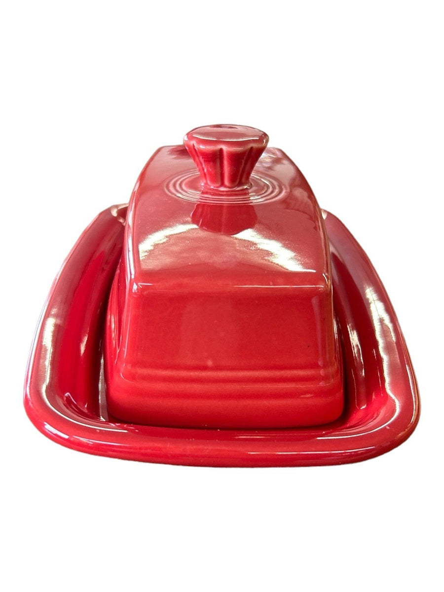 Fiesta - Scarlet Red XL Covered Butter Dish Homer Laughlin Ceramic Kitchenware