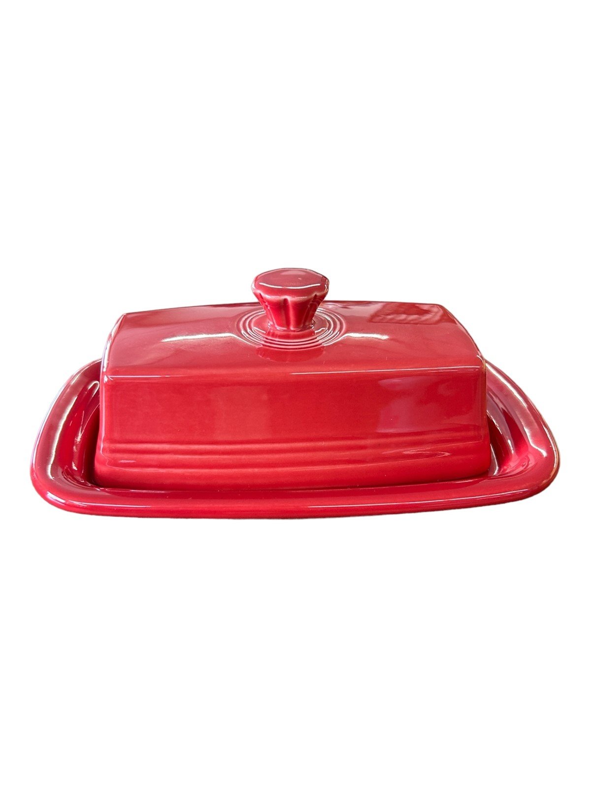 Fiesta - Scarlet Red XL Covered Butter Dish Homer Laughlin Ceramic Kitchenware