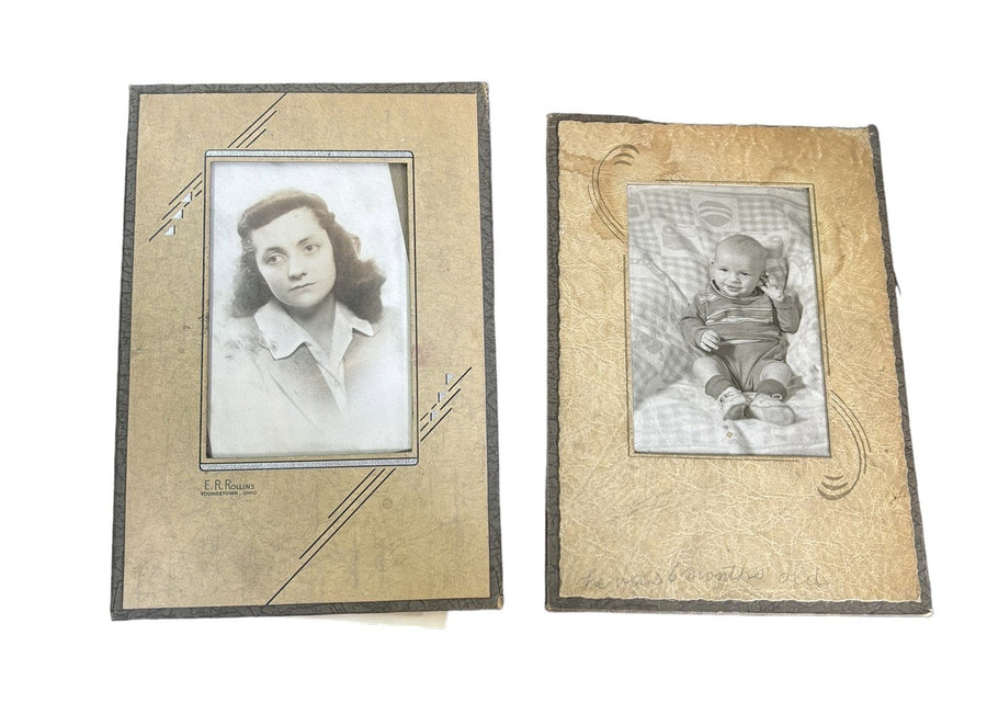 Antique Photo Lot 12 Pictures 5 Frames Mixed Years Black and White