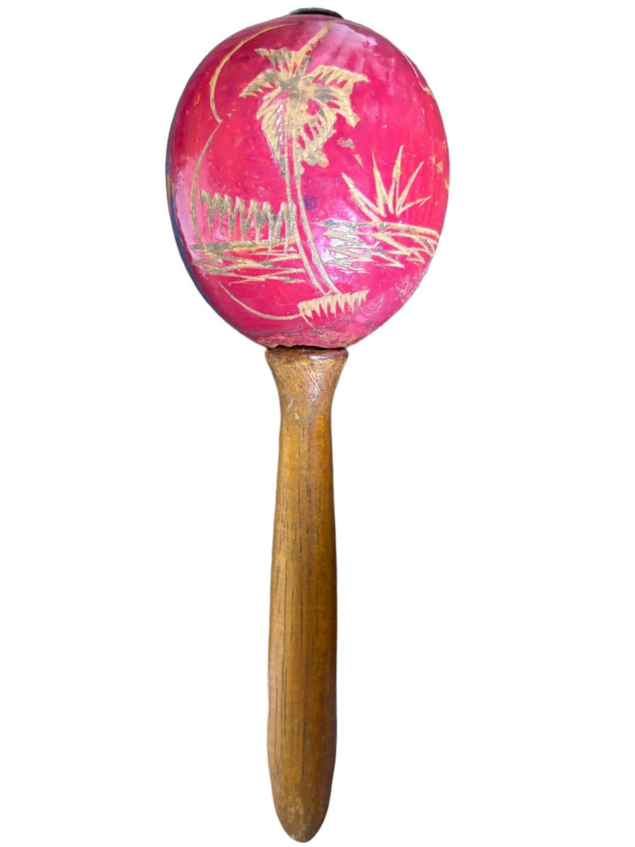 Wooden Maracas From Cuba Hand Painted and Carved Cuea