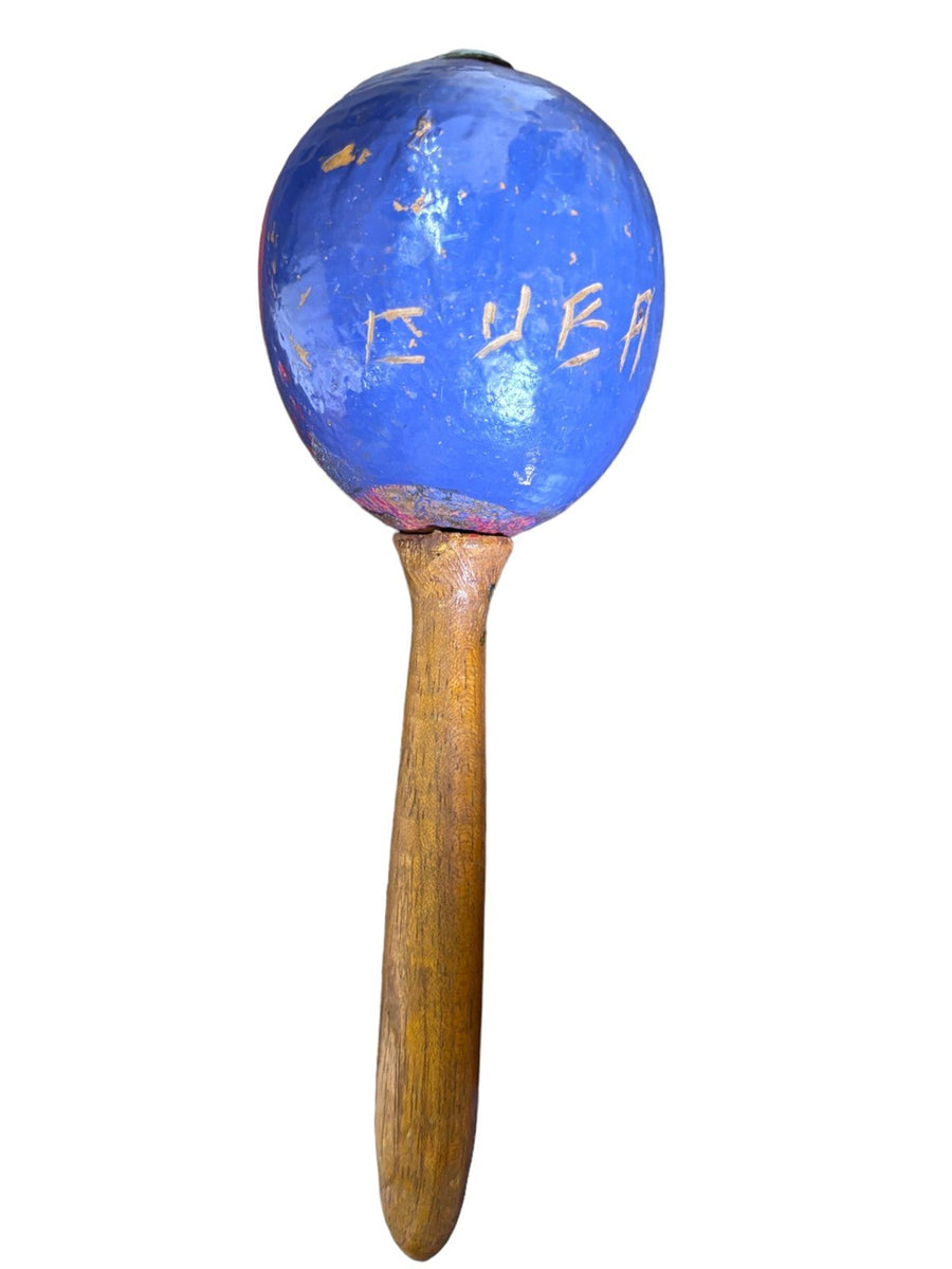 Wooden Maracas From Cuba Hand Painted and Carved Cuea