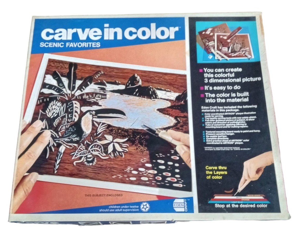 Eden Craft Carve In Color Kit Vintage Collectible Nostalgic Art Set