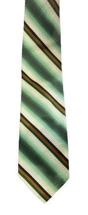 Necktie Wembley Green White Orange Striped Polyester Accessory