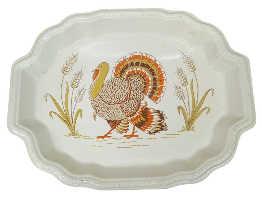 Ullman Turkey Platter Vintage Collectible Festive Thanksgiving Serveware