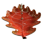 California Pottery Oak Leaf Tray Autumn Gold Rimmed Serving Platter MCM