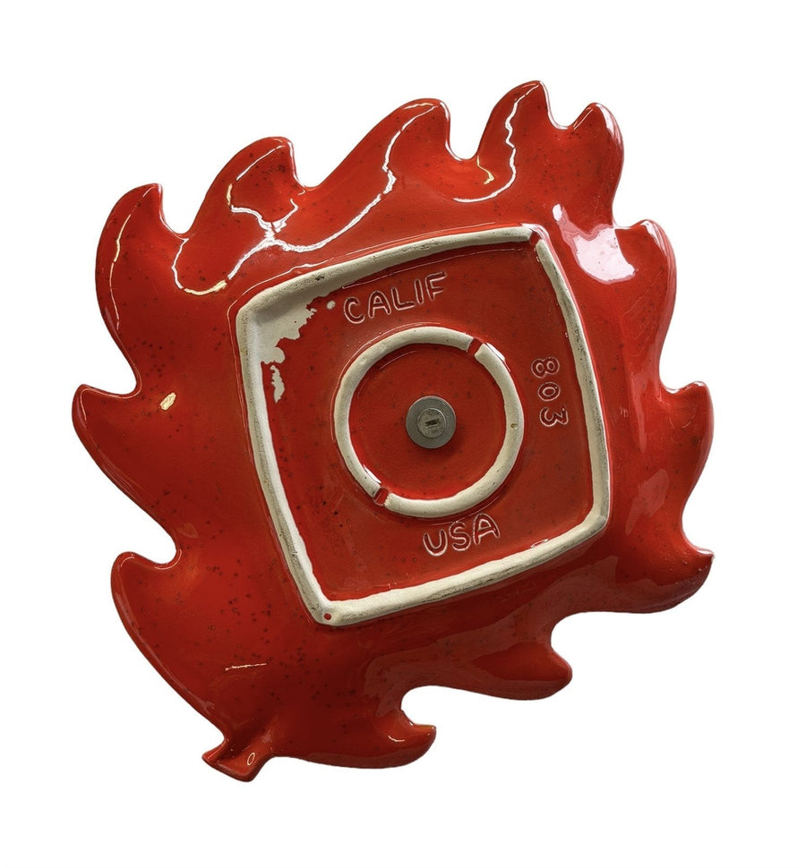 California Pottery Oak Leaf Tray Autumn Gold Rimmed Serving Platter MCM