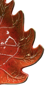 California Pottery Oak Leaf Tray Autumn Gold Rimmed Serving Platter MCM