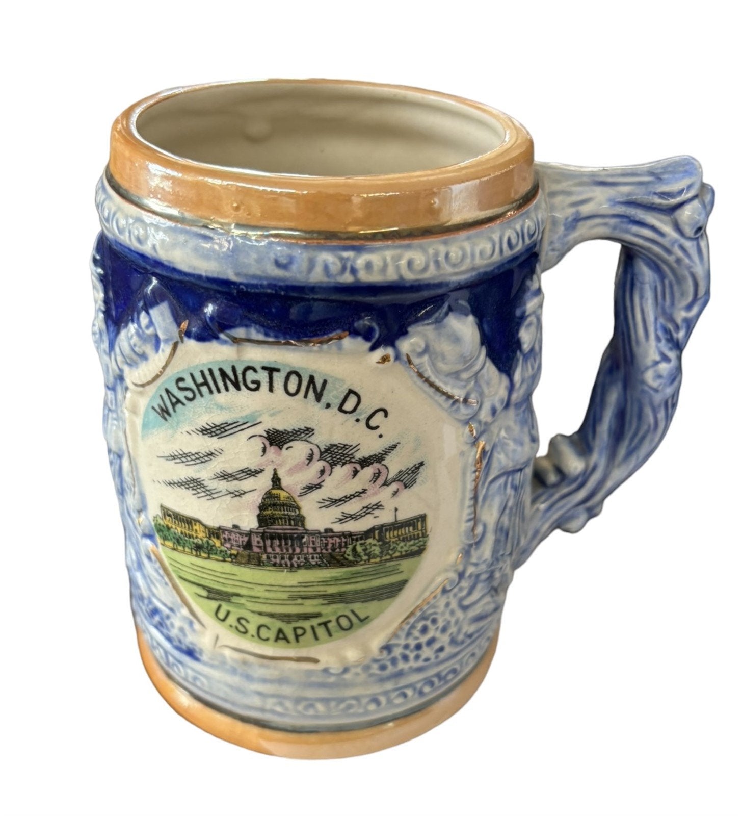 Washingon DC Steins Capitol Building Mugs Souvenirs Silberne Japan Vintage