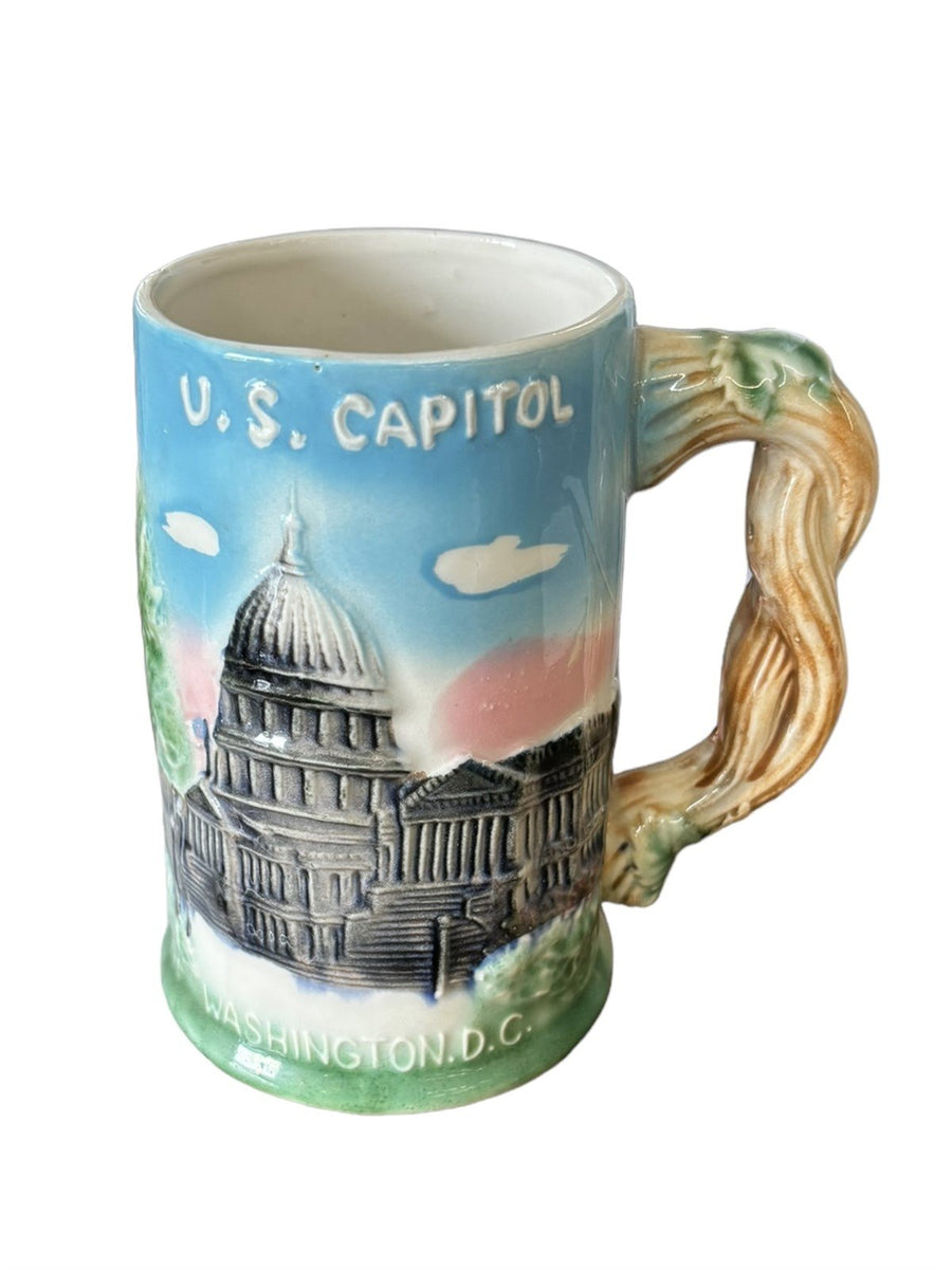 Washingon DC Steins Capitol Building Mugs Souvenirs Silberne Japan Vintage