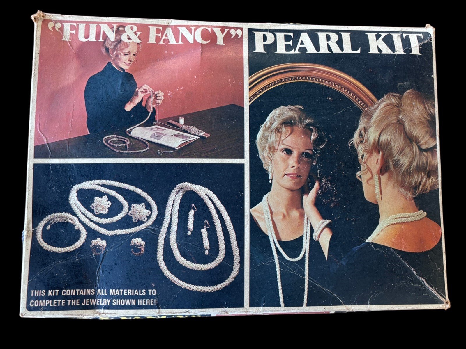 Cunningham Art Project Pearl Necklace and Earrings Kit Vintage