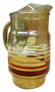 Amber Striped Glass Pitcher Vintage Collectible Serveware Drinkware Kitchenware