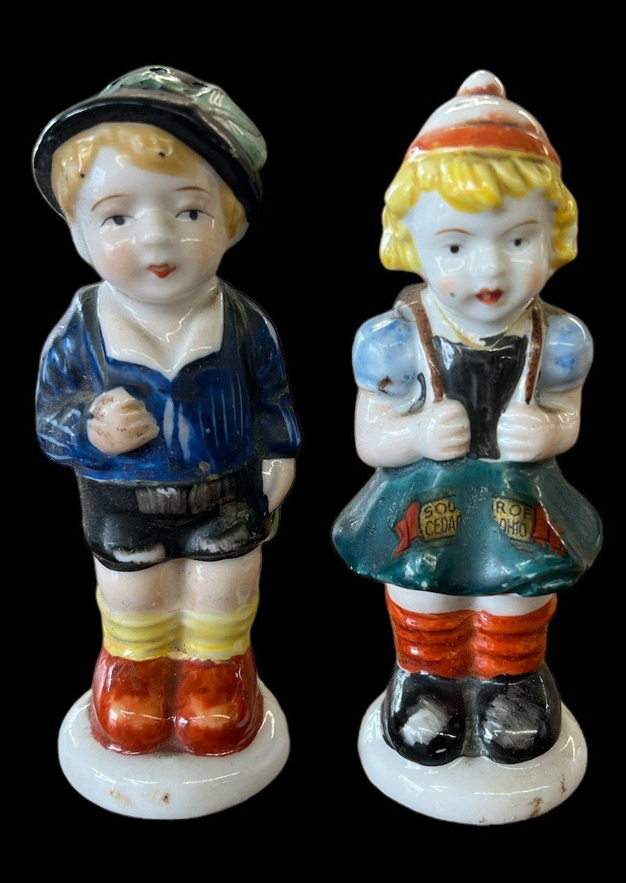 Salt and Pepper Shakers Antique Made in Occupied Japan Vintage Boy and Girl