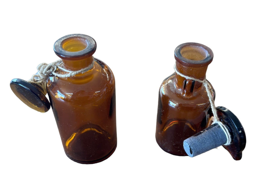T.C. Wheaton Co. Small Amber Pair of Antique Apothecary / Pharmaceutical Bottles
