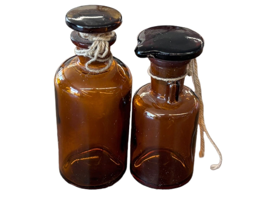 T.C. Wheaton Co. Small Amber Pair of Antique Apothecary / Pharmaceutical Bottles
