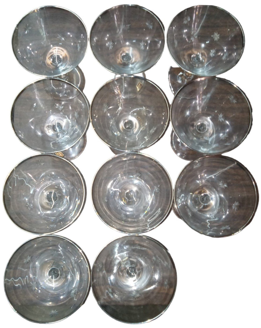 Crystal Glassware Antique Reizart Original Vintage Set of 11 Stardust Pattern