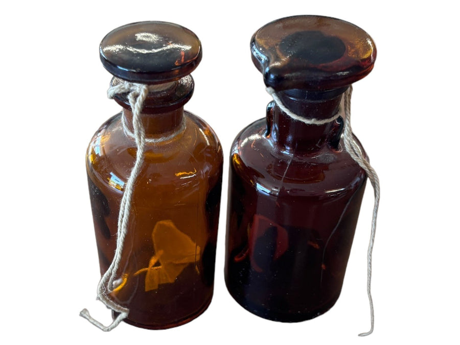T.C. Wheaton Co. Small Amber Pair of Antique Apothecary / Pharmaceutical Bottles
