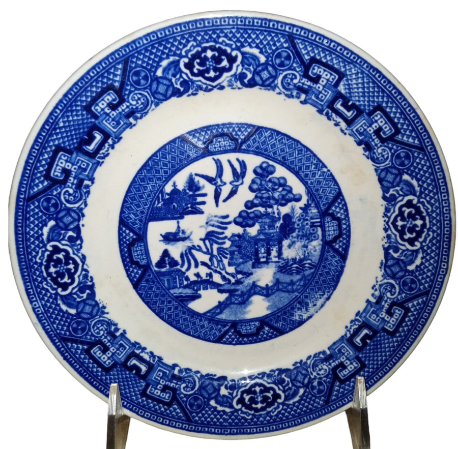 Blue Willow Mixed China Antique Homer Laughlin Vintage Set of 9 Pieces 1950s