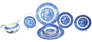 Blue Willow Mixed China Antique Homer Laughlin Vintage Set of 9 Pieces 1950s