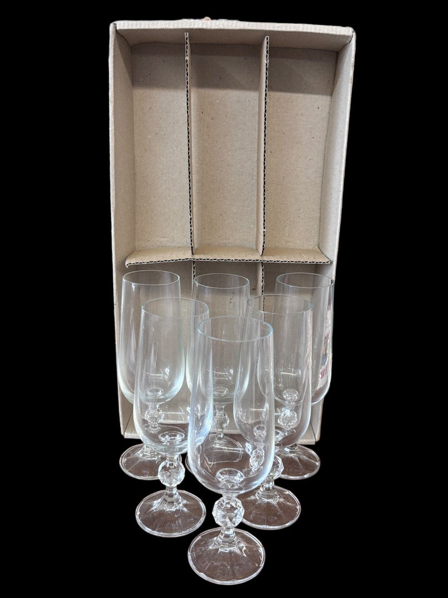 Bohemian Crystal Claudia Champagne Clear Glasses set of 6