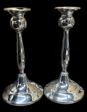 Chromium Plated Vintage Candlestick Holder 9" High Set of 2