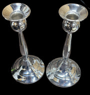 Chromium Plated Vintage Candlestick Holder 9" High Set of 2