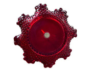 Fenton Ruby Red Hobnail Candy Dish Silver Handle Vintage