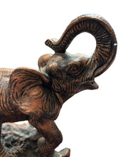 Classic Wildlife Collection Elephant Sculpture Copper Home Decor Wood Stand