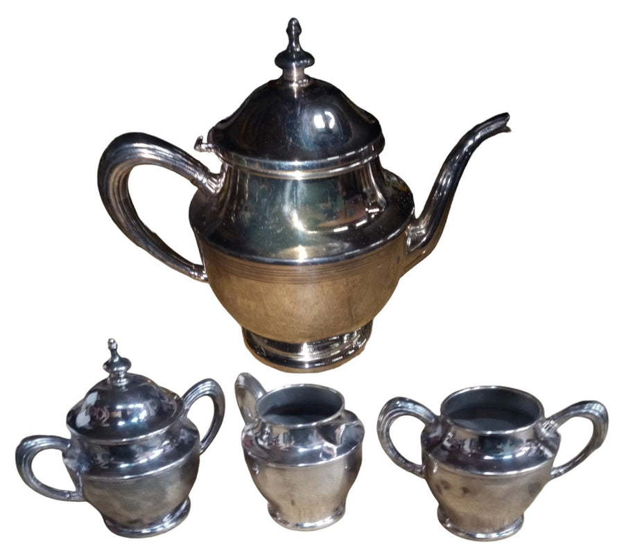 Rogers Silver Tea Set Antique Teapot Creamer 2 Sugar Bowls Vintage 1970s