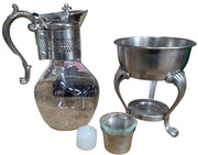 Pewter Glass Teapot w/ Warmer Antique FB Rogers Pewterlite Vintage Provincetown