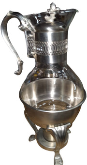 Pewter Glass Teapot w/ Warmer Antique FB Rogers Pewterlite Vintage Provincetown