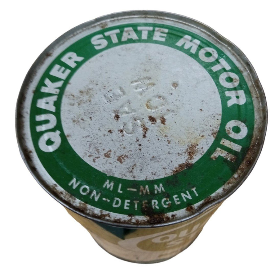 Quaker State Motor Oil Can Vintage Collectible Automotive Care Garage