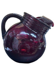 Anchor Hocking Slanted Ice Lip Ruby Red Ball Pitcher Vintage