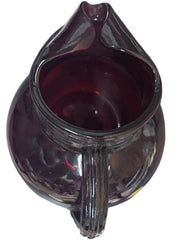Anchor Hocking Slanted Ice Lip Ruby Red Ball Pitcher Vintage