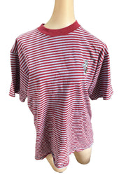 Tom and Jerry T-Shirt Striped Red Grey Embroidered Men's Medium HRLA Tee