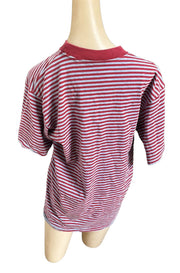 Tom and Jerry T-Shirt Striped Red Grey Embroidered Men's Medium HRLA Tee