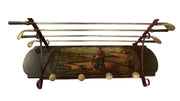 Golfing Coat Rack Wooden Painted Mural Wall Hanging Golf Motif Vintage Storage