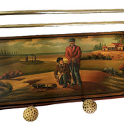Golfing Coat Rack Wooden Painted Mural Wall Hanging Golf Motif Vintage Storage