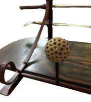 Golfing Coat Rack Wooden Painted Mural Wall Hanging Golf Motif Vintage Storage