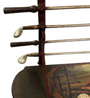 Golfing Coat Rack Wooden Painted Mural Wall Hanging Golf Motif Vintage Storage
