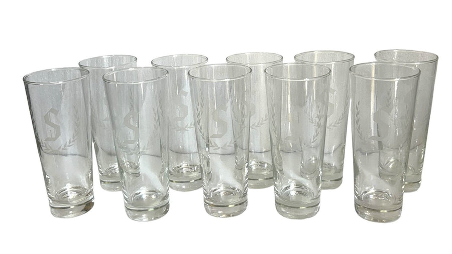 Libbey S Monogrammed Drinking Glasses 21 Cups Collins Highball Tumblers Set