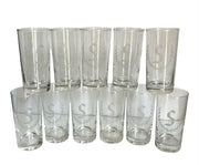 Libbey S Monogrammed Drinking Glasses 21 Cups Collins Highball Tumblers Set